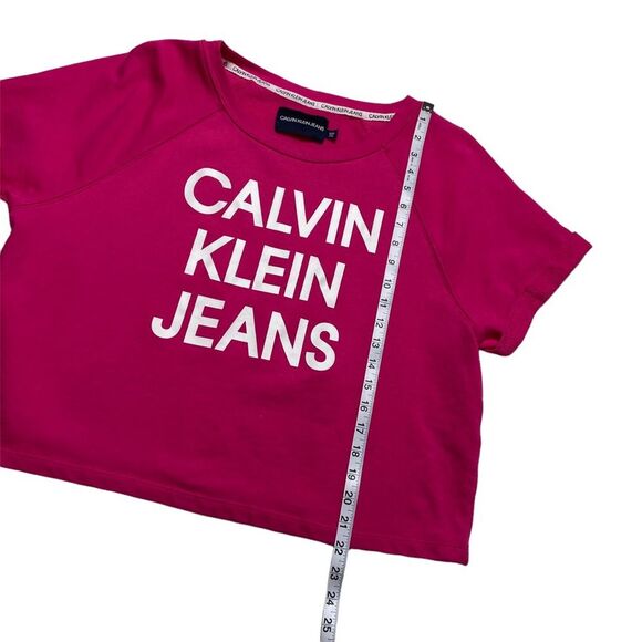 Calvin Klein Jeans Spell-Out Cropped Hot Pink Lightweight Sweatshirt Top XXL - Picture 6 of 10
